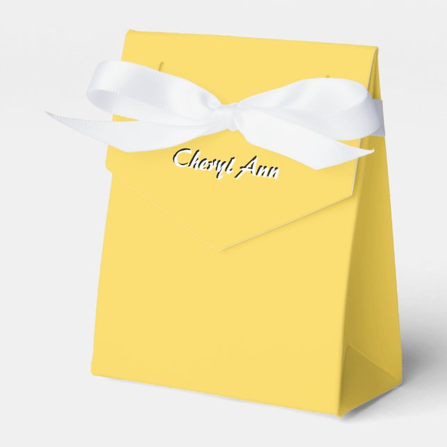 Solid Mustard Yellow Monogram Favour Box (Front Side)