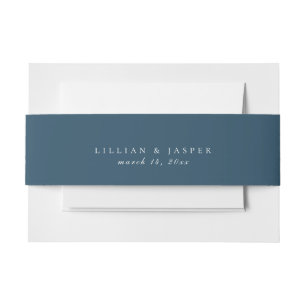 Solid Muted Navy Blue Wedding Invitation Belly Band