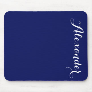 Solid Navy Blue Background, Name Monogram Mouse Pad