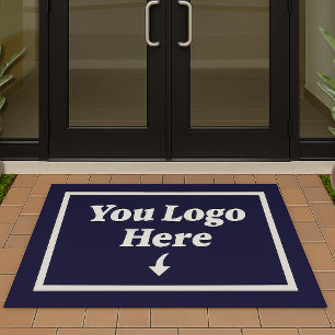 Solid Navy Blue Business Corporate Company Logo  Doormat