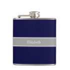 Solid Navy Blue, Dark Grey Ribbon Name Monogram