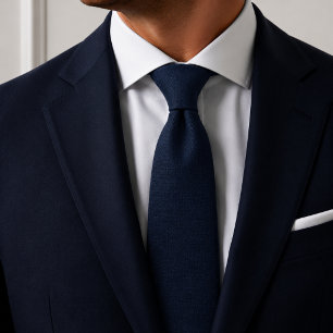 Solid Navy Blue Textured Tie