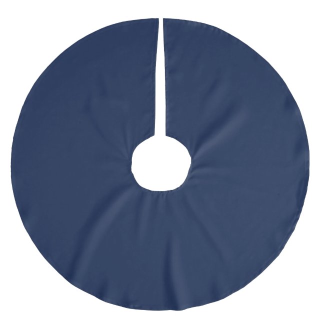 Solid navy night blue brushed polyester tree skirt (Front)