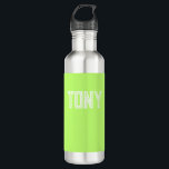 Solid Neon Apple Green Custom Name Monogram 710 Ml Water Bottle<br><div class="desc">- Solid,  bold,  minimalist design with customisable name,  font,  font size or font colour... . It's very fun and playful!</div>