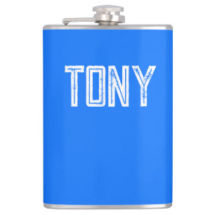 Solid Neon Blue Custom Name Monogram Hip Flask