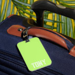 Solid Neon Light Apple Colour Custom Name Monogram Luggage Tag<br><div class="desc">- Solid,  bold,  minimalist design with customisable name,  font,  font size or font colour... . It's very fun and playful!</div>