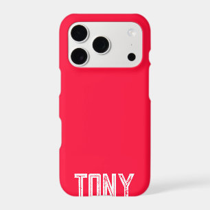 Solid Neon Red Colour Custom Name Monogram