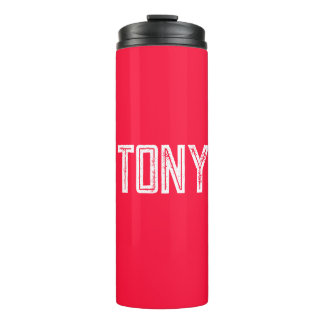 Solid Neon Red Colour Custom Name Monogram Thermal Tumbler