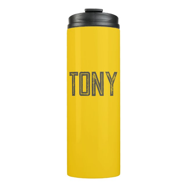 Solid Neon Yellow-Orange Custom Name Monogram Thermal Tumbler (Front)