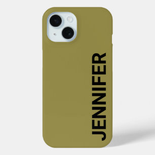 Solid Offbeat Green Custom Name iPhone 15 Case