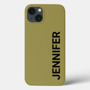 Solid Offbeat Green Custom Name iPhone 13 Case