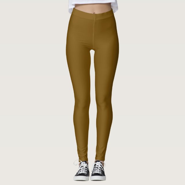 Solid olive brown leggings (Front)