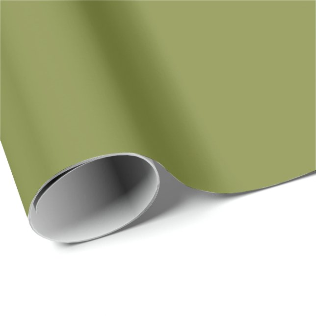 Solid Olive Green Colored Wrapping Paper (Roll Corner)
