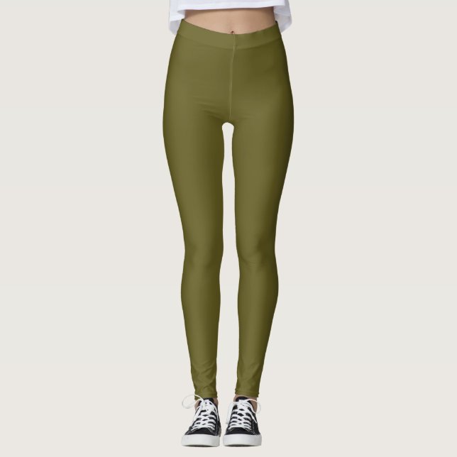 Solid Olive Green Custom Leggings (Front)