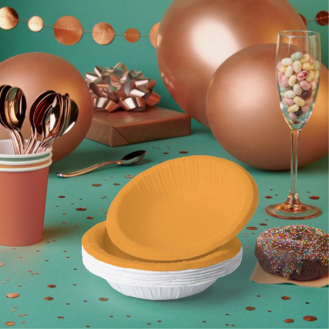 Solid Orange Paper Party Bowls Plate (Multi)