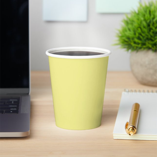 Solid pale yellow paper cups (Insitu)