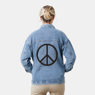 Solid Peace Sign - Black Denim Jacket