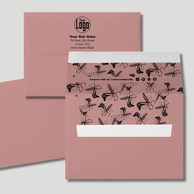 Solid Pink Hair Salon Branding Logo Social Connect Envelope (Solid Pink Hair Salon Branding Logo Social Connect Envelope)