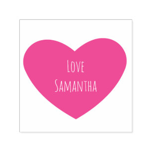 Solid Pink Heart with Personalised Text Self-inking Stamp