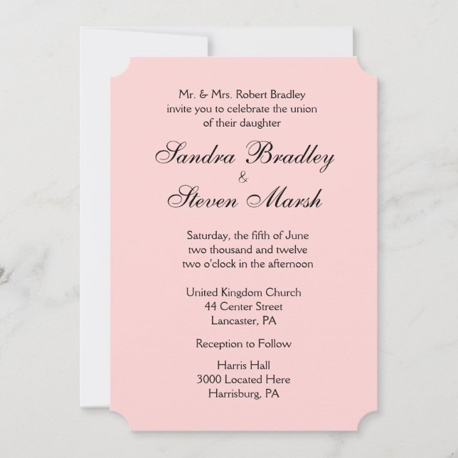 Solid Pink Wedding Invitations (Front)