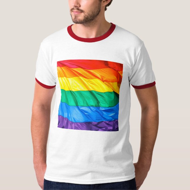 Solid Pride - Gay Pride Flag Closeup T-Shirt (Front)