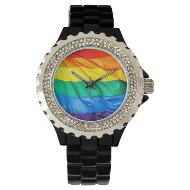 Solid Pride - Gay Pride Flag Closeup Watch (Front)
