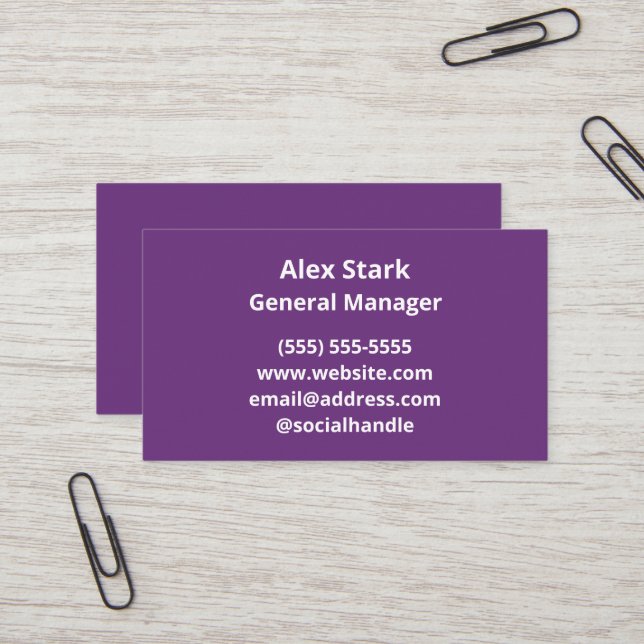 Solid Purple Business Cards (Front/Back In Situ)
