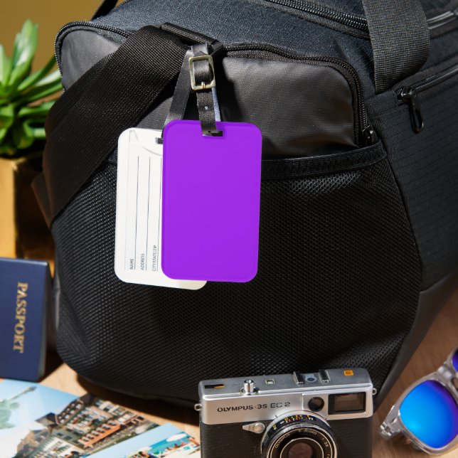 Solid Purple Luggage Tag Personalised One Side (Front & Back)