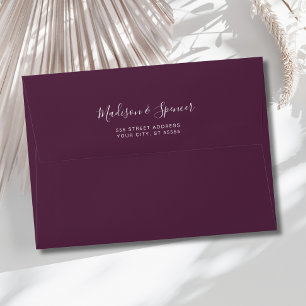 Solid Purple Plum Wedding 5x7 Envelope