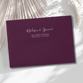 Solid Purple Plum Wedding 5x7 Envelope