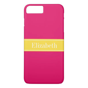 Solid Raspberry, Pineapple Ribbon Name Monogram Case-Mate iPhone Case