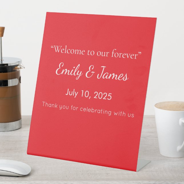 Solid Red Background  Pedestal Sign (In SItu)