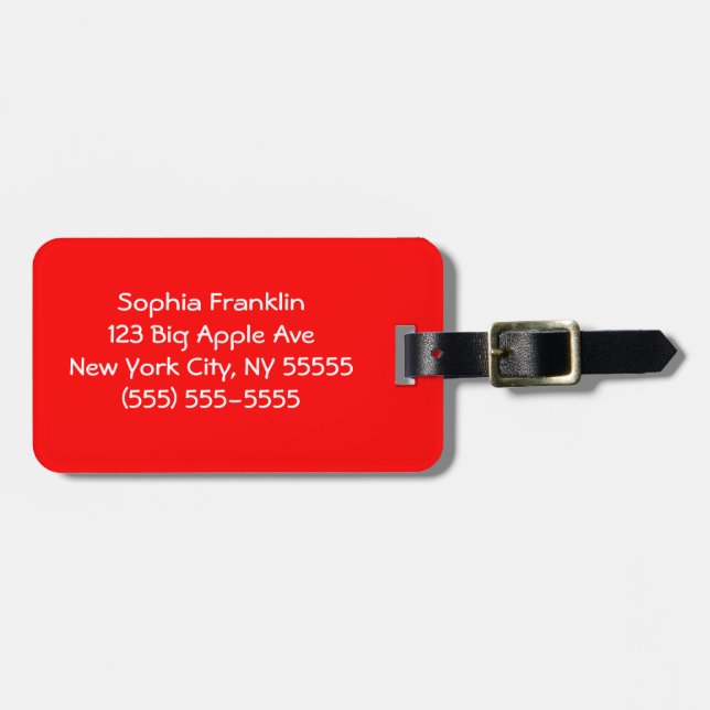 Solid Red Colour Eye Catching Luggage Tag (Front Horizontal)