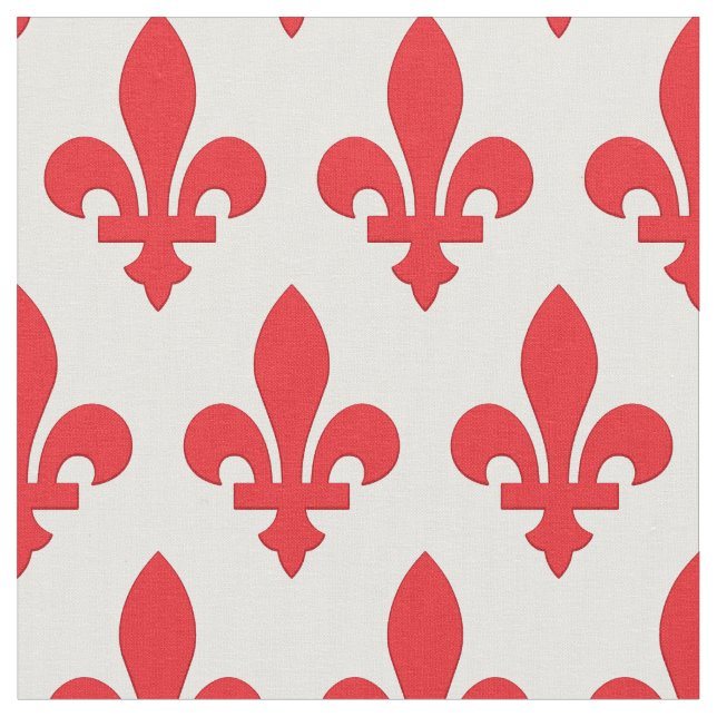 Solid red fleur-de-lis fabric (Close Up)