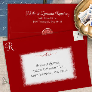 Solid Red Pre-addressed 5x7 Monogram Quinceanera Envelope