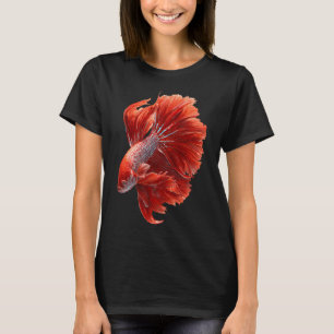 Solid Red Veiltail Betta Siamese Fighting Fish Cla T-Shirt