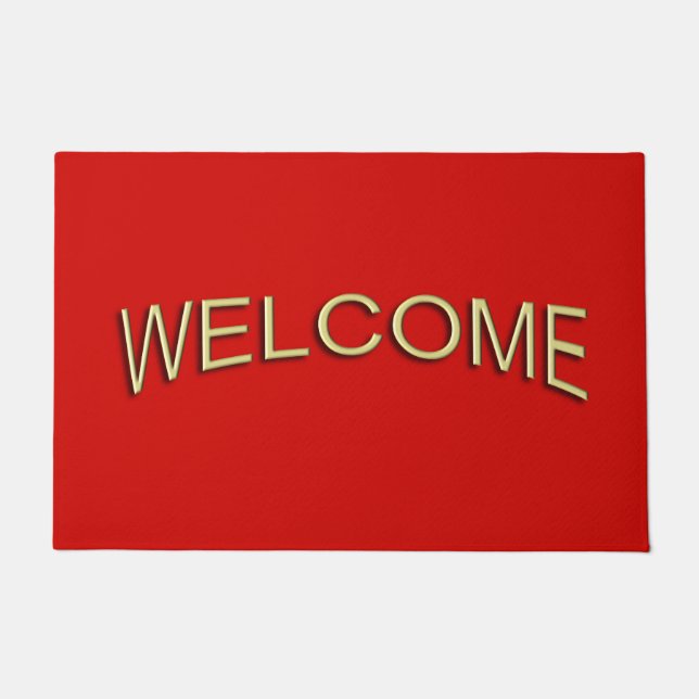 Solid Red Welcome Doormat (Front)