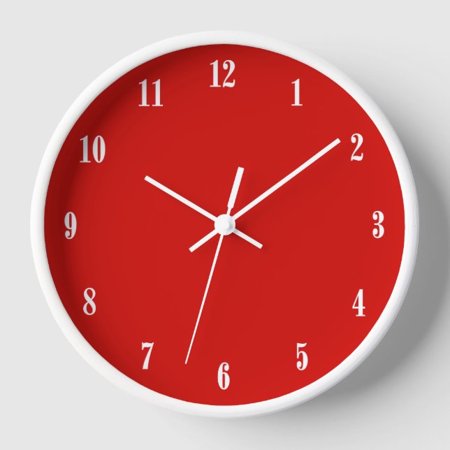 Solid Red White Numbers  Clock (Front)