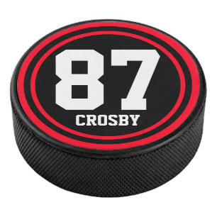 Solid Ring & Dot black + your Name & Number Hockey Puck