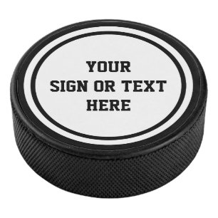 Solid Ring & Dot white + your colour, sign or text Hockey Puck