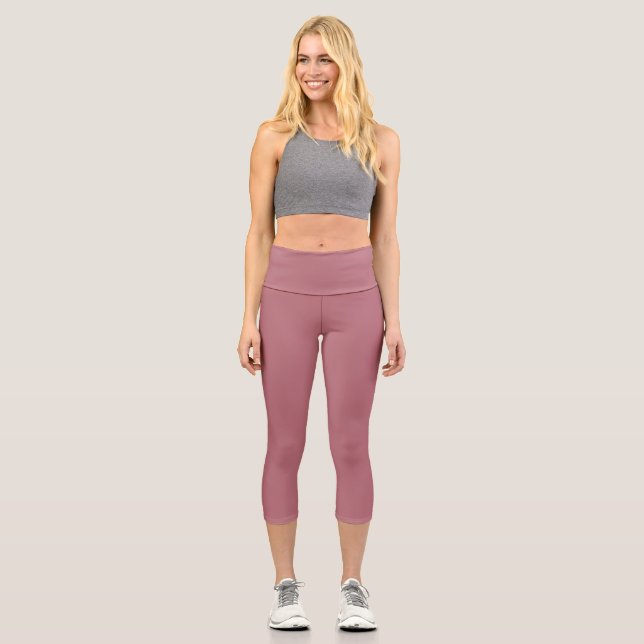 Solid Rose Gold Colour Capri Leggings (Front)