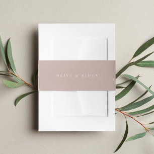 Solid Rose Taupe + Classic Lettering Wedding Invitation Belly Band