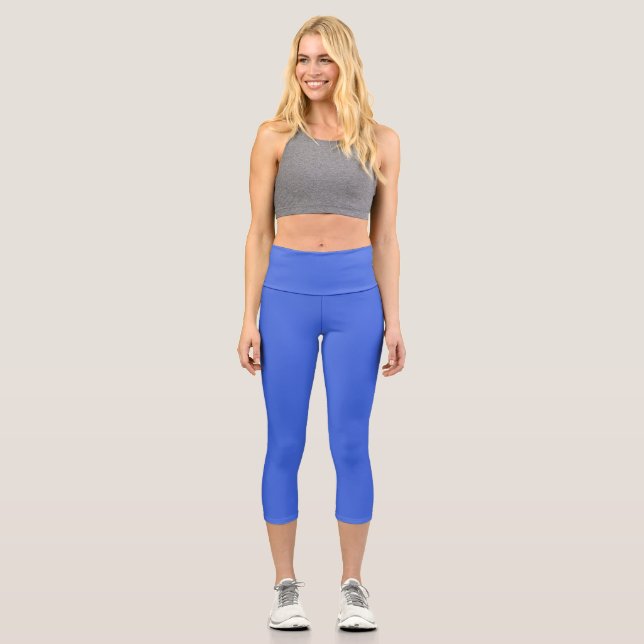 Solid Royal Blue Colour Capri Leggings (Front)