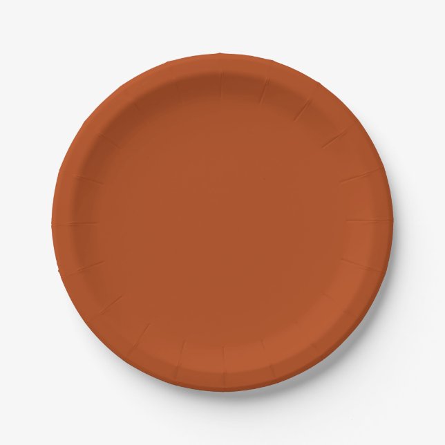 Solid rust brown paper plate (Front)