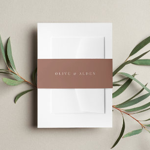 Solid Rust + Classic Lettering Wedding Invitation Belly Band
