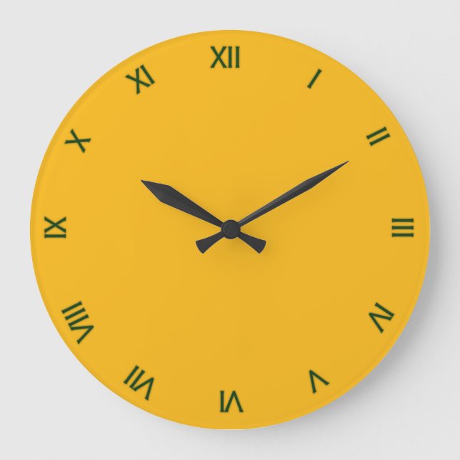 Solid Saffron Yellow / Gold with Roman Numerals Large Clock (Front)
