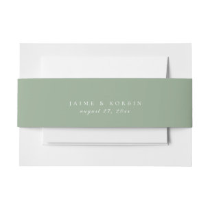 Solid Sage Green Colour Wedding Invitation Belly Band