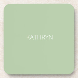 solid sage green natural coaster
