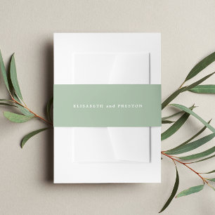 Solid Sage Green Personalized Wedding Invitation Belly Band