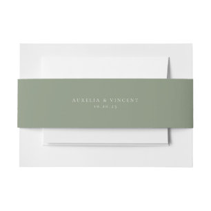 Solid Sage Green Wedding Invitation Belly Band